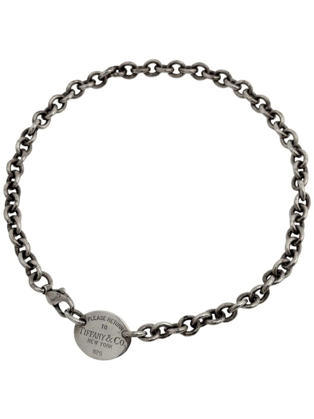 Tiffany & Co Return to Tiffany Chain Necklace Oval Tag Choker 925 Sterling